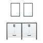 Ziva Transitional White 60" Double Vanity, Cultured Marble Top, White Square Sink and 22" Mirrors | LZV352260SAJSM22