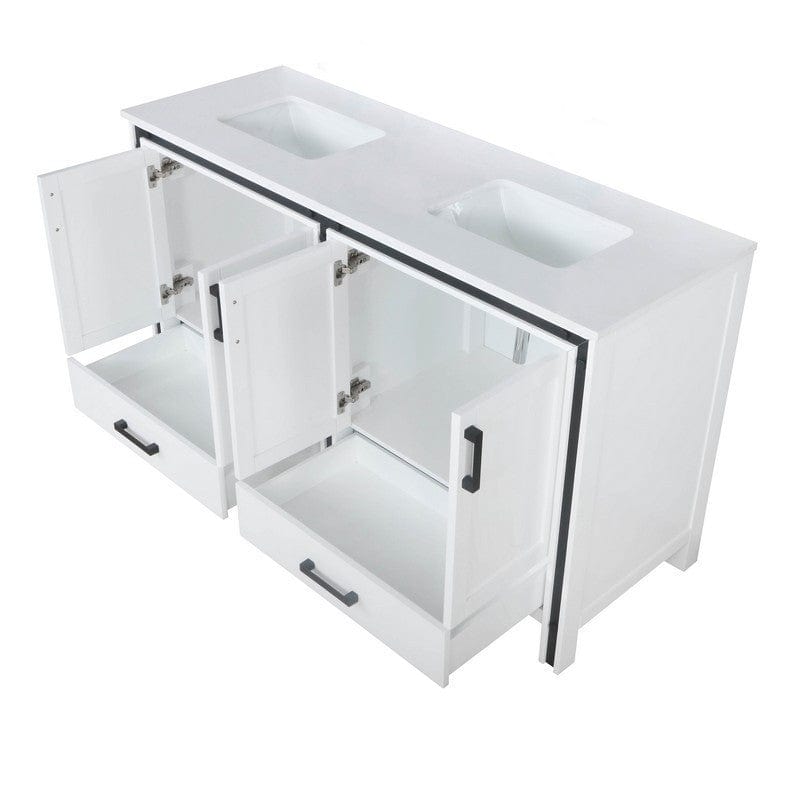 Ziva Transitional White 60" Double Vanity, Cultured Marble Top, White Square Sink | LZV352260SAJS000