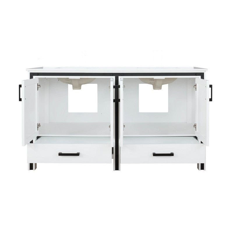 Ziva Transitional White 60" Double Vanity, Cultured Marble Top, White Square Sink | LZV352260SAJS000