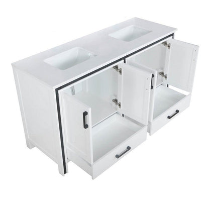 Ziva Transitional White 60" Double Vanity, Cultured Marble Top, White Square Sink | LZV352260SAJS000