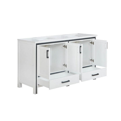 Ziva Transitional White 60" Double Vanity, Cultured Marble Top, White Square Sink | LZV352260SAJS000