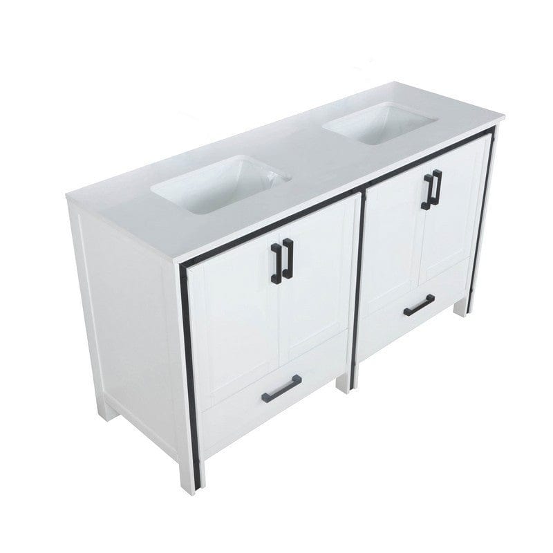 Ziva Transitional White 60" Double Vanity, Cultured Marble Top, White Square Sink | LZV352260SAJS000