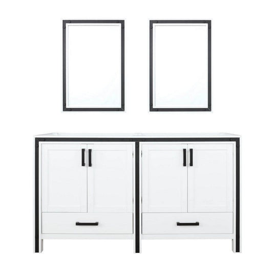 Ziva Transitional White 60" Double Vanity, no Top and 22" Mirrors | LZV352260SA00M22