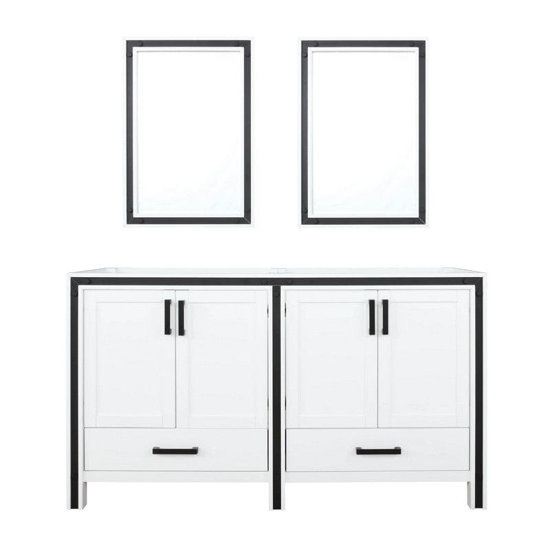 Ziva Transitional White 60" Double Vanity, no Top and 22" Mirrors | LZV352260SA00M22