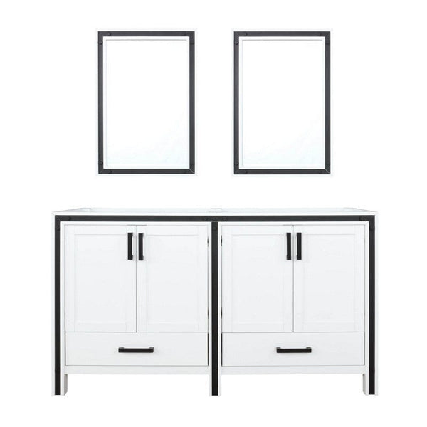 Ziva Transitional White 60 Double Vanity, no Top and 22 Mirrors | LZV352260SA00M22