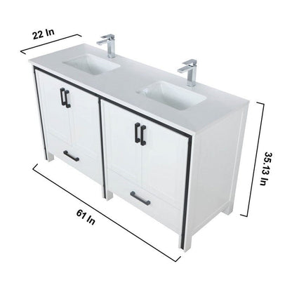 Ziva Transitional White 60" Double Vanity Set | LZV352260SAJSM22F