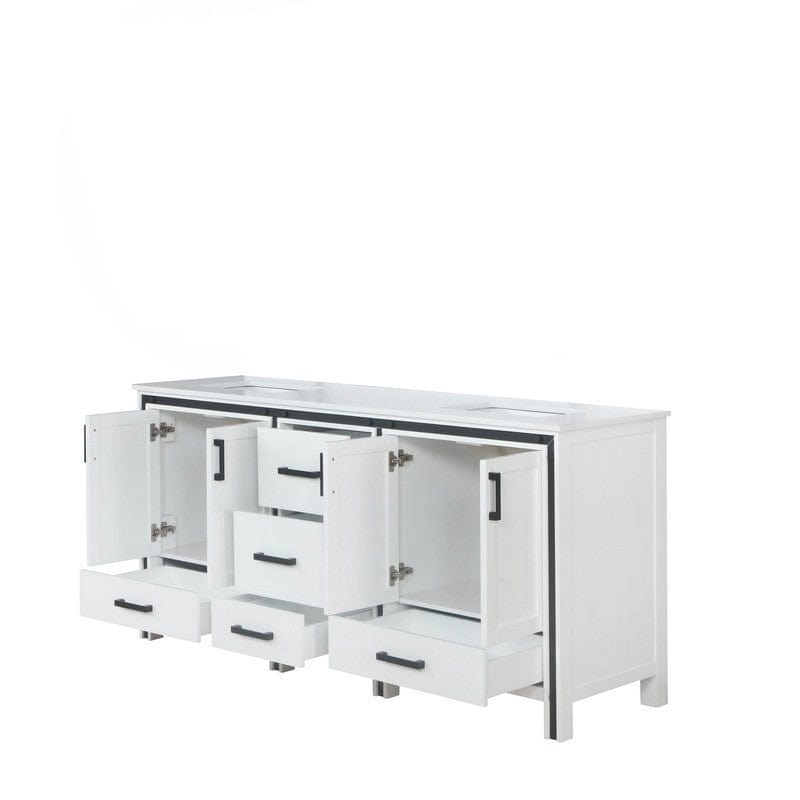 Ziva Transitional White 72" Double Vanity, Cultured Marble Top, White Square Sinks | LZV352272SAJS000