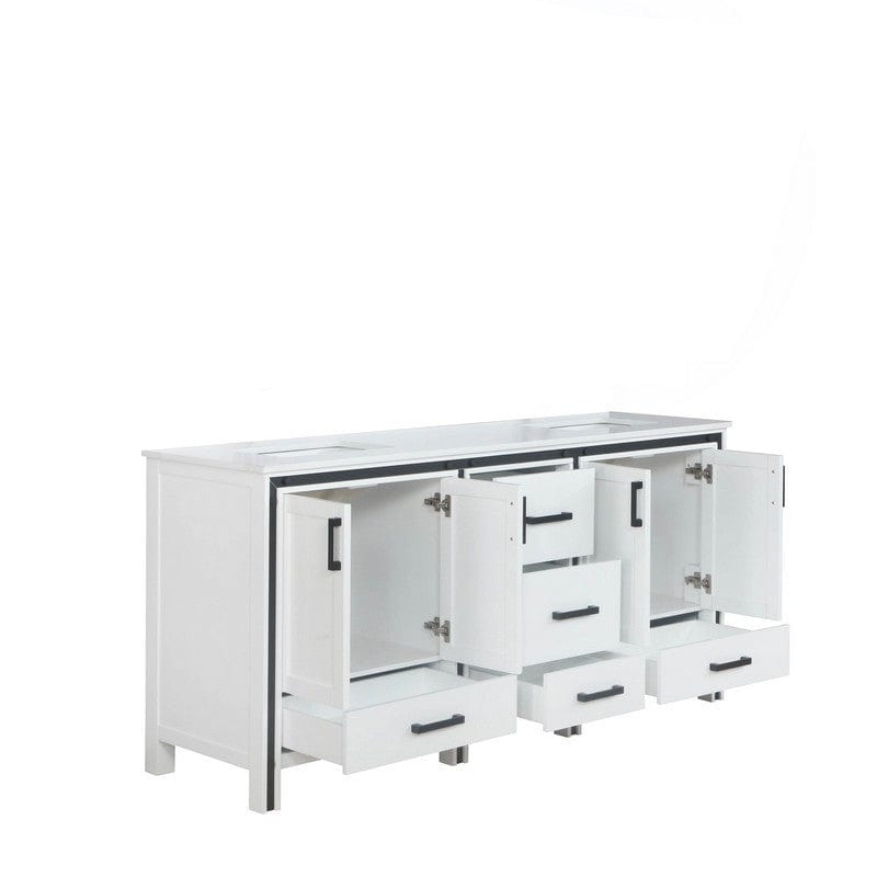 Ziva Transitional White 72" Double Vanity, Cultured Marble Top, White Square Sinks | LZV352272SAJS000