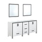 Ziva Transitional White 72" Double Vanity, no Top and 30" Mirrors | LZV352272SA00M30