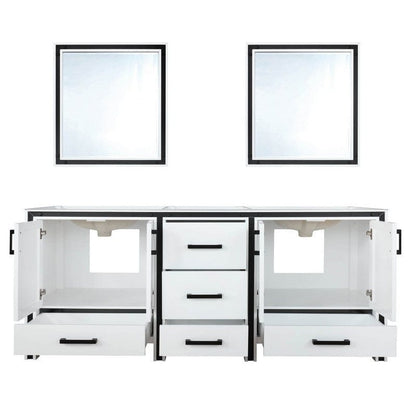 Ziva Transitional White 72" Double Vanity, no Top and 30" Mirrors | LZV352272SA00M30