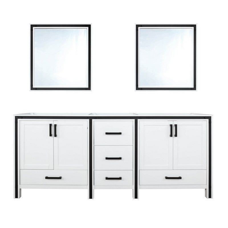 Ziva Transitional White 72" Double Vanity, no Top and 30" Mirrors | LZV352272SA00M30