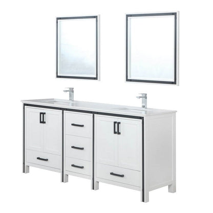 Ziva Transitional White 72" Double Vanity Set | LZV352272SAJSM30F