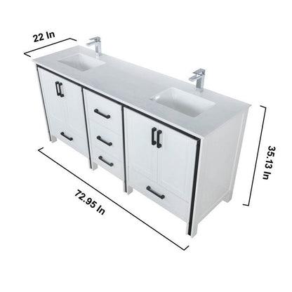 Ziva Transitional White 72" Double Vanity Set | LZV352272SAJSM30F