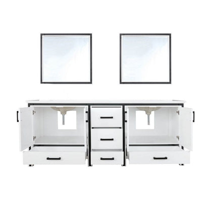 Ziva Transitional White 80" Double Vanity, Cultured Marble Top, White Square Sink and 30" Mirrors | LZV352280SAJSM30