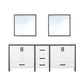 Ziva Transitional White 80" Double Vanity, Cultured Marble Top, White Square Sink and 30" Mirrors | LZV352280SAJSM30
