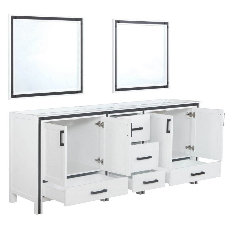 Ziva Transitional White 80" Double Vanity, no Top and 30" Mirrors | LZV352280SA00M30