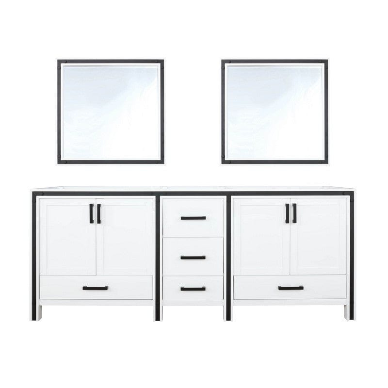 Ziva Transitional White 80" Double Vanity, no Top and 30" Mirrors | LZV352280SA00M30