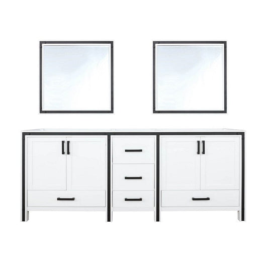 Ziva Transitional White 80" Double Vanity, no Top and 30" Mirrors | LZV352280SA00M30