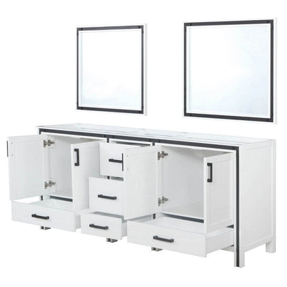 Ziva Transitional White 80" Double Vanity, no Top and 30" Mirrors | LZV352280SA00M30