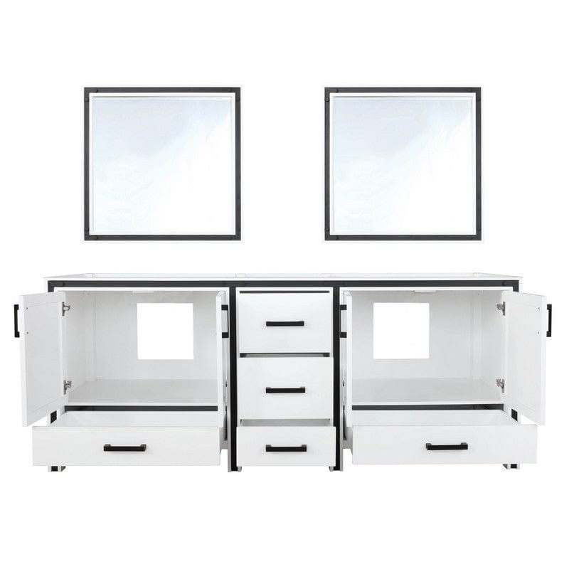 Ziva Transitional White 80" Double Vanity, no Top and 30" Mirrors | LZV352280SA00M30