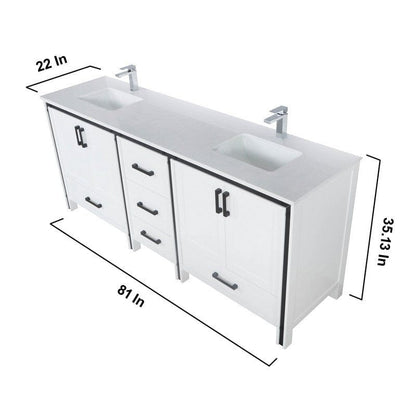 Ziva Transitional White 80" Double Vanity Set | LZV352280SAJSM30F