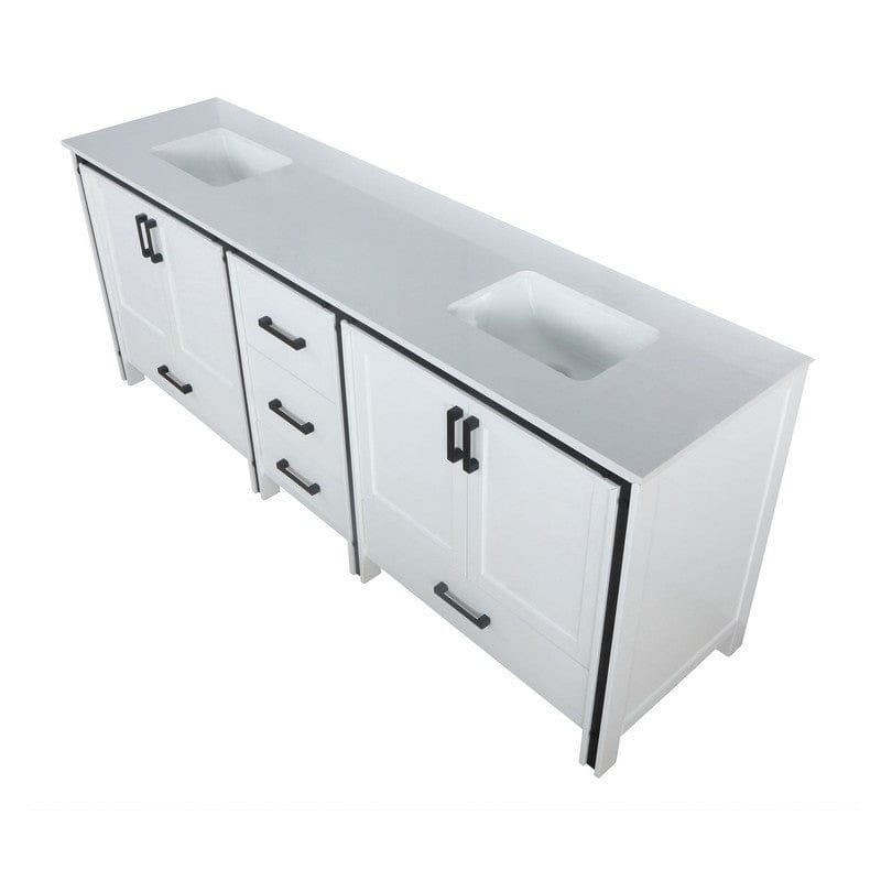 Ziva Transitional White 84" Double Vanity, Cultured Marble Top, White Square Sinks | LZV352284SAJS000