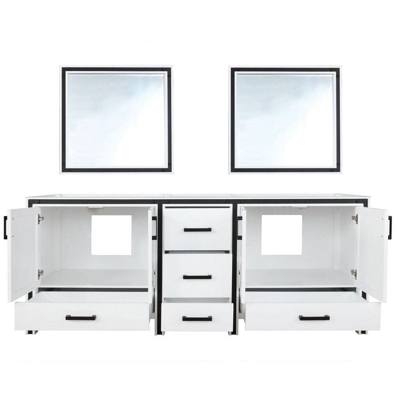 Ziva Transitional White 84" Double Vanity, no Top and 34" Mirrors | LZV352284SA00M34