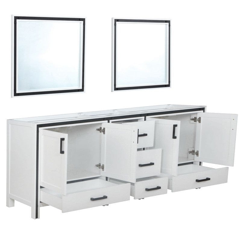 Ziva Transitional White 84" Double Vanity, no Top and 34" Mirrors | LZV352284SA00M34