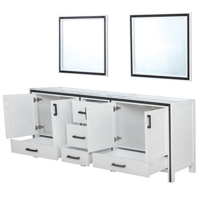 Ziva Transitional White 84" Double Vanity, no Top and 34" Mirrors | LZV352284SA00M34