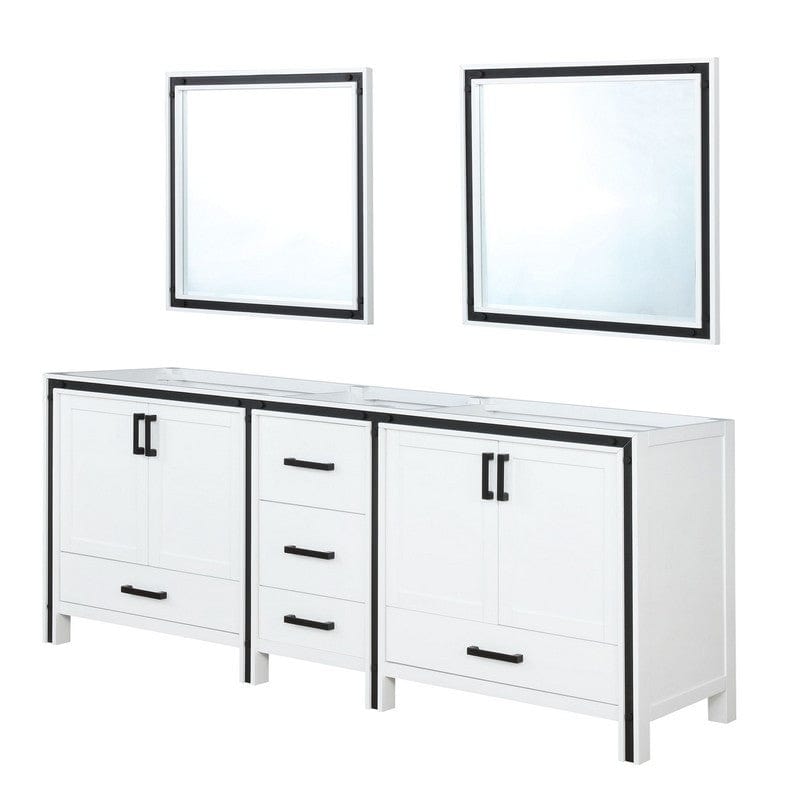 Ziva Transitional White 84" Double Vanity, no Top and 34" Mirrors | LZV352284SA00M34