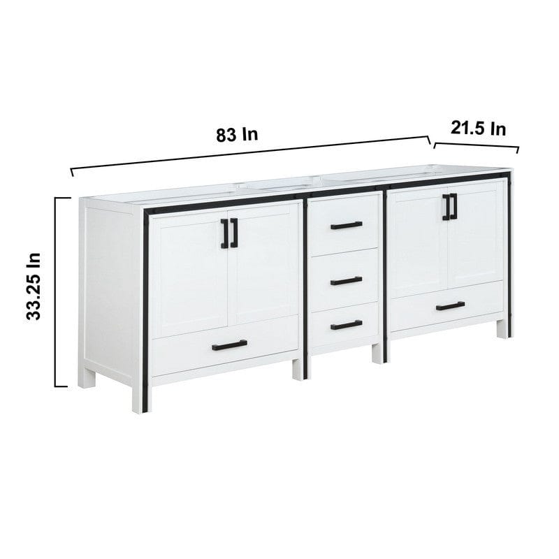 Ziva Transitional White 84" Double Vanity, no Top and 34" Mirrors | LZV352284SA00M34