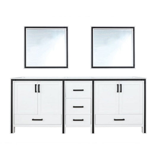 Ziva Transitional White 84" Double Vanity, no Top and 34" Mirrors | LZV352284SA00M34