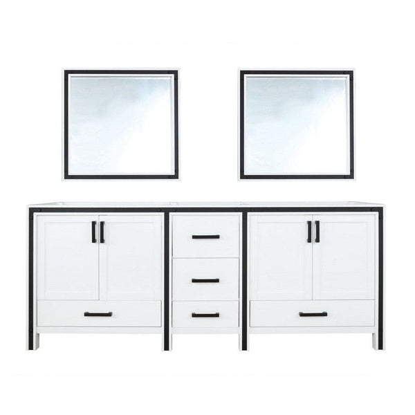 Ziva Transitional White 84 Double Vanity, no Top and 34 Mirrors | LZV352284SA00M34