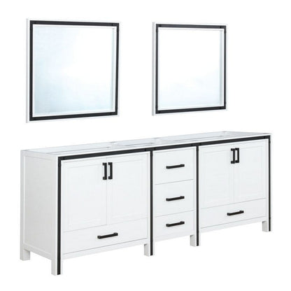 Ziva Transitional White 84" Double Vanity, no Top and 34" Mirrors | LZV352284SA00M34