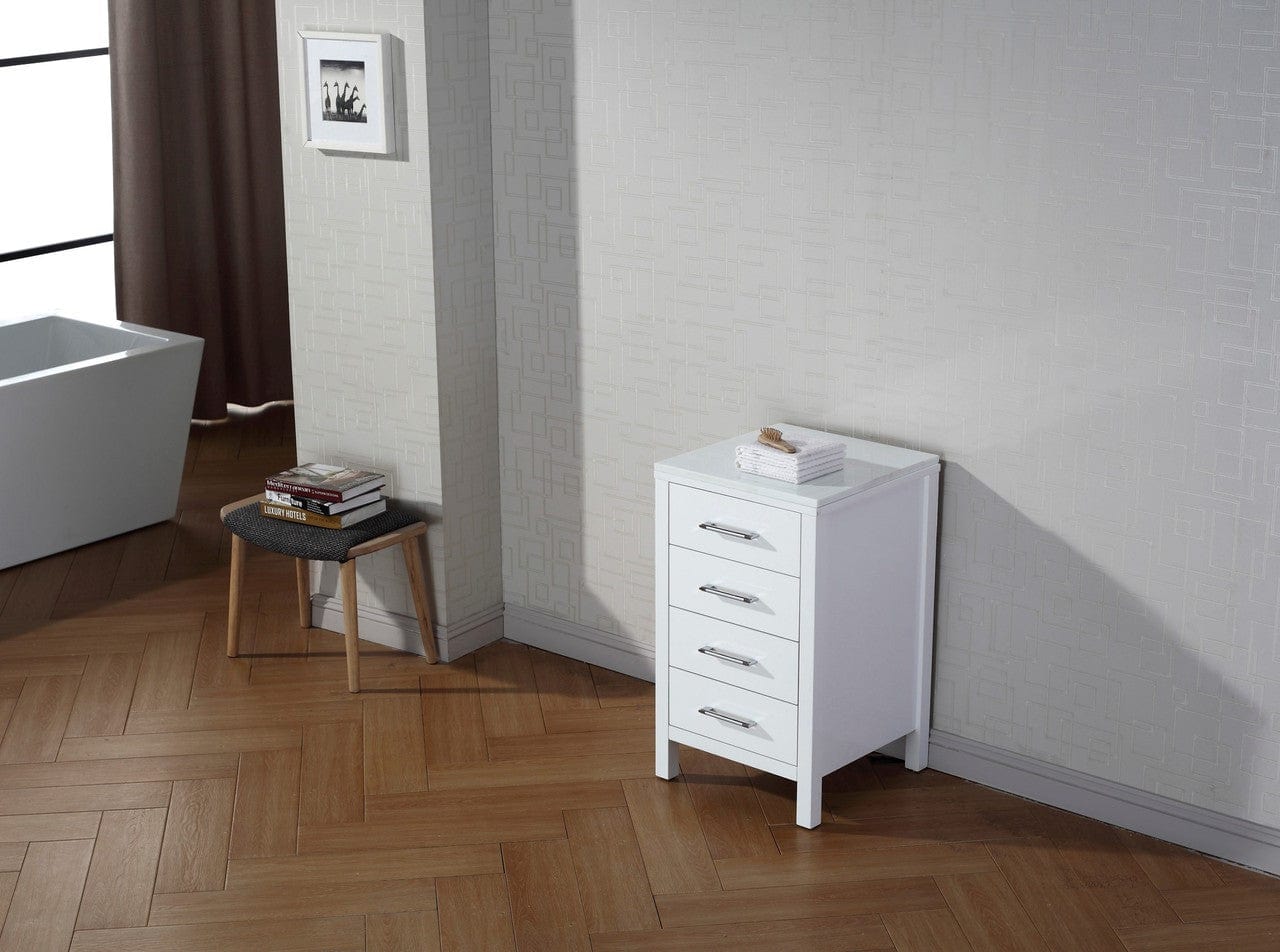 Virtu USA Dior 18 Freestanding Side Storage Cabinet in White