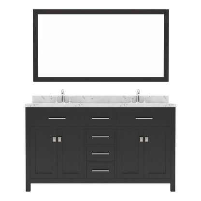 Caroline 60" Bath Vanity in Espresso with Cultured Marble Quartz Top white background