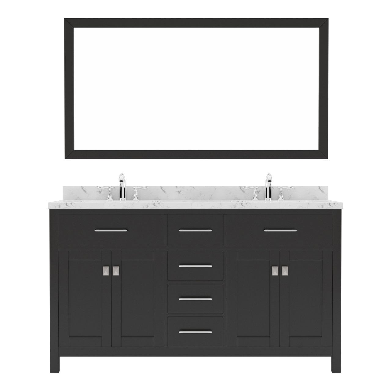 Caroline 60" Bath Vanity in Espresso with Cultured Marble Quartz Top white background