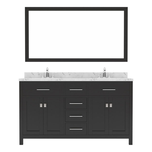 Caroline 60 Bath Vanity in Espresso with Cultured Marble Quartz Top white background