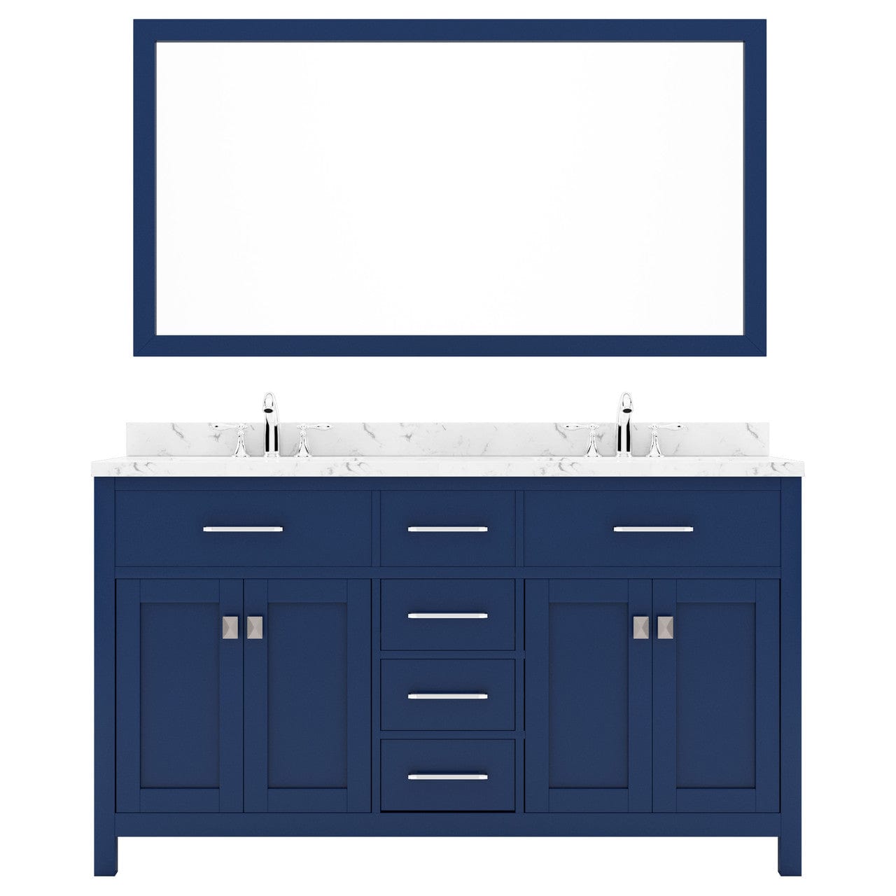 Caroline 60" Bath Vanity in French Blue with Cultured Marble Quartz Top white background