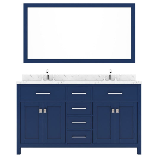 Caroline 60" Bath Vanity in French Blue with Cultured Marble Quartz Top white background