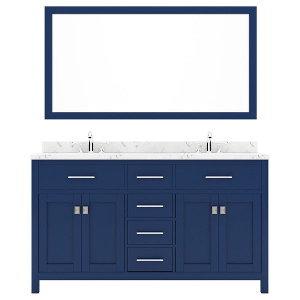Caroline 60 Bath Vanity in French Blue with Cultured Marble Quartz Top white background
