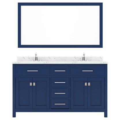 Caroline 60" Bath Vanity in French Blue with Marble Quartz Top white background