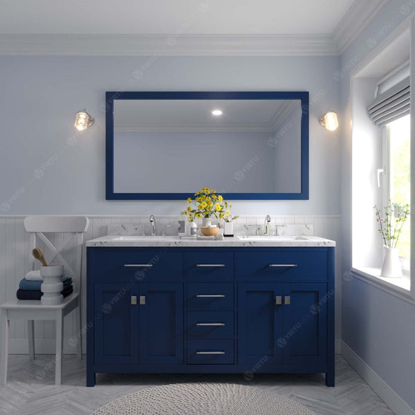 Caroline 60 Bath Vanity in French Blue with Quartz Top front view