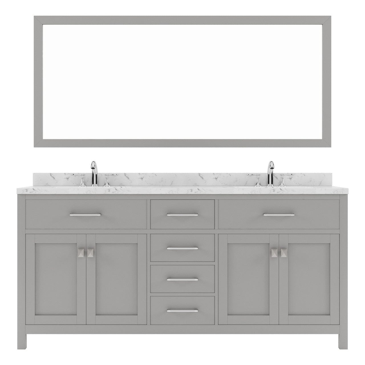 Caroline 72" Bath Vanity in Cashmere Gray with Marble Quartz Top white background