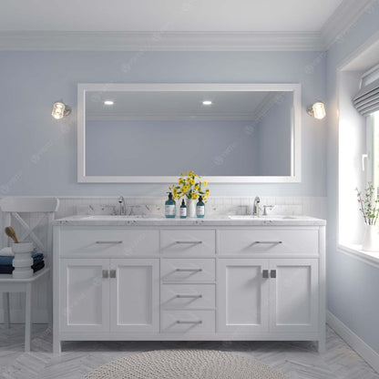Virtu USA Vanities Caroline 72" Bath Vanity in White with Cultured Marble Quartz Top and Sinks