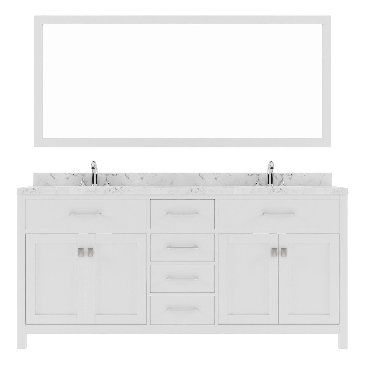 Virtu USA Vanities Caroline 72" Bath Vanity in White with Cultured Marble Quartz Top and Sinks