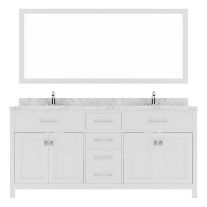 Virtu USA Vanities Caroline 72" Bath Vanity in White with Cultured Marble Quartz Top and Sinks