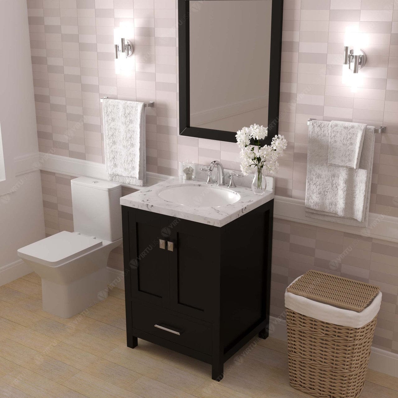 Caroline Avenue 24" Single Bath Vanity in Espresso with Quartz Top side view