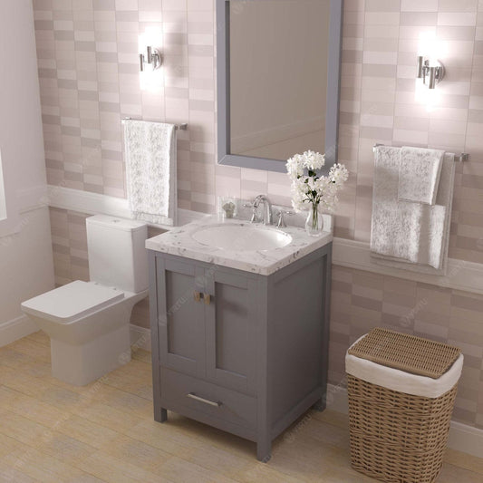 Caroline Avenue 24" Single Bath Vanity in Gray with White Quartz Top and Sink side view