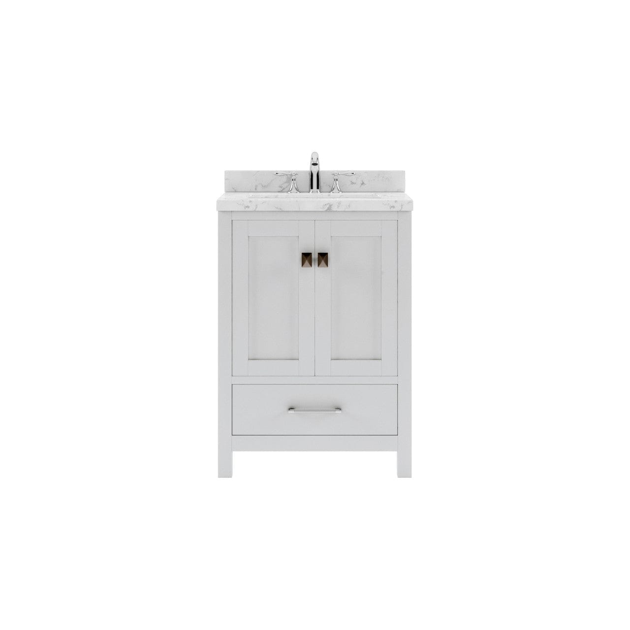 Caroline Avenue 24" Single Bath Vanity in White with White Quartz Countertop white background